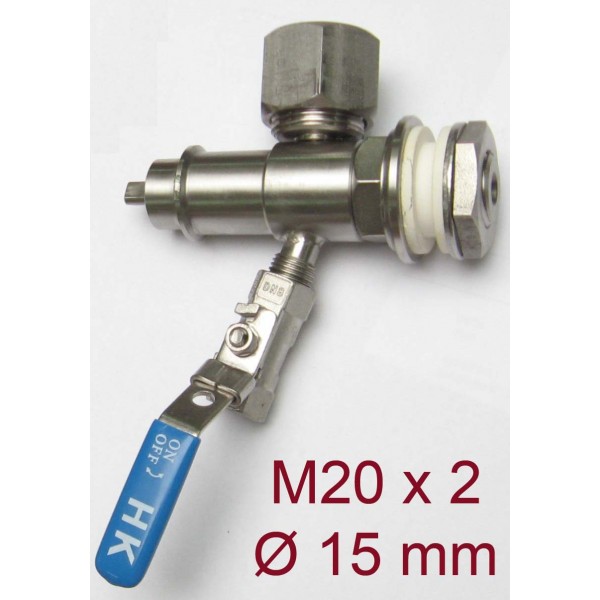 Ventil zu Standanzeige M20x2, Rohr  Ø 15 mm für Stahlbehälter