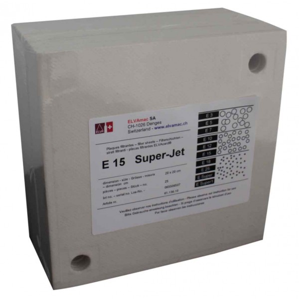 Filterschichten ELVAcard E15 fein 20 x 20 cm /  2 Löcher, für Super-Jet