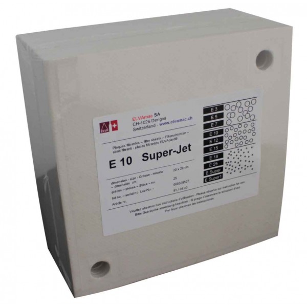 Filterschichten ELVAcard E10 grob 20 x 20 cm/2 Löcher für Super-Jet