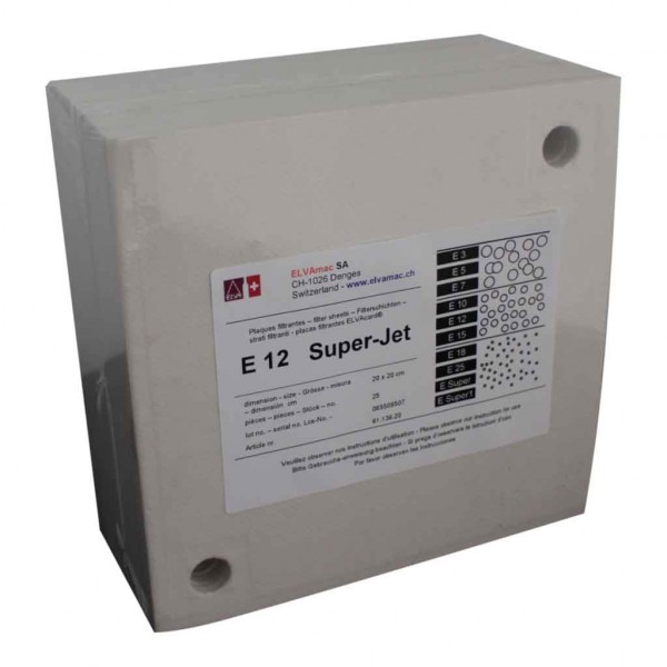 Filterschichten ELVAcard E12 fein 20 x 20 cm /  2 Löcher, für Super-Jet