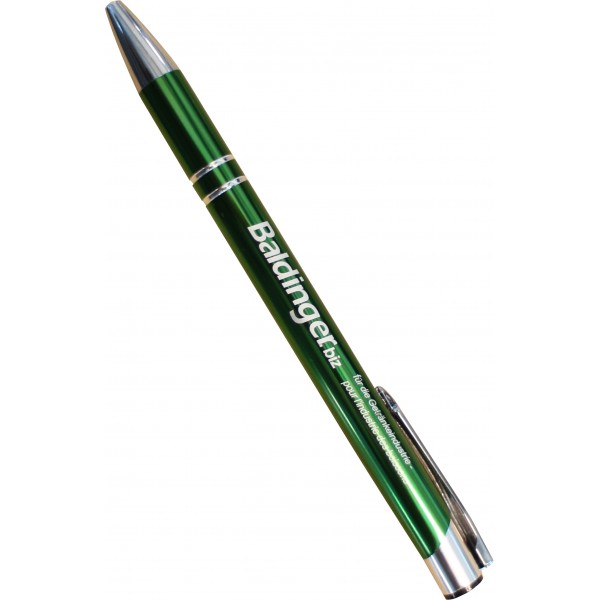 Kugelschreiber grün schreibt blau Baldinger