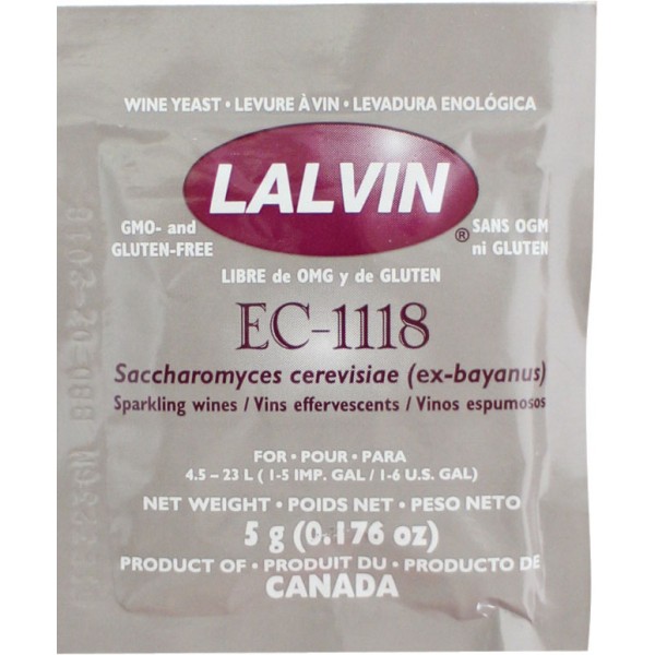 LALVIN EC-1118, 5 g Trocken-Reinzuchthefe 5 g für  20 Liter
