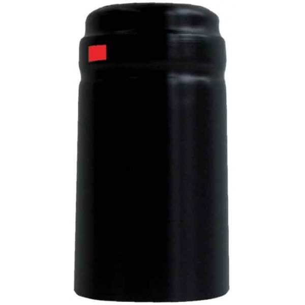 Schrumpfkapsel Vinilux (PVC) Ø 30.5 x 55 mm, schwarz glänzend, Kartonbox mit ca 5000 Stück